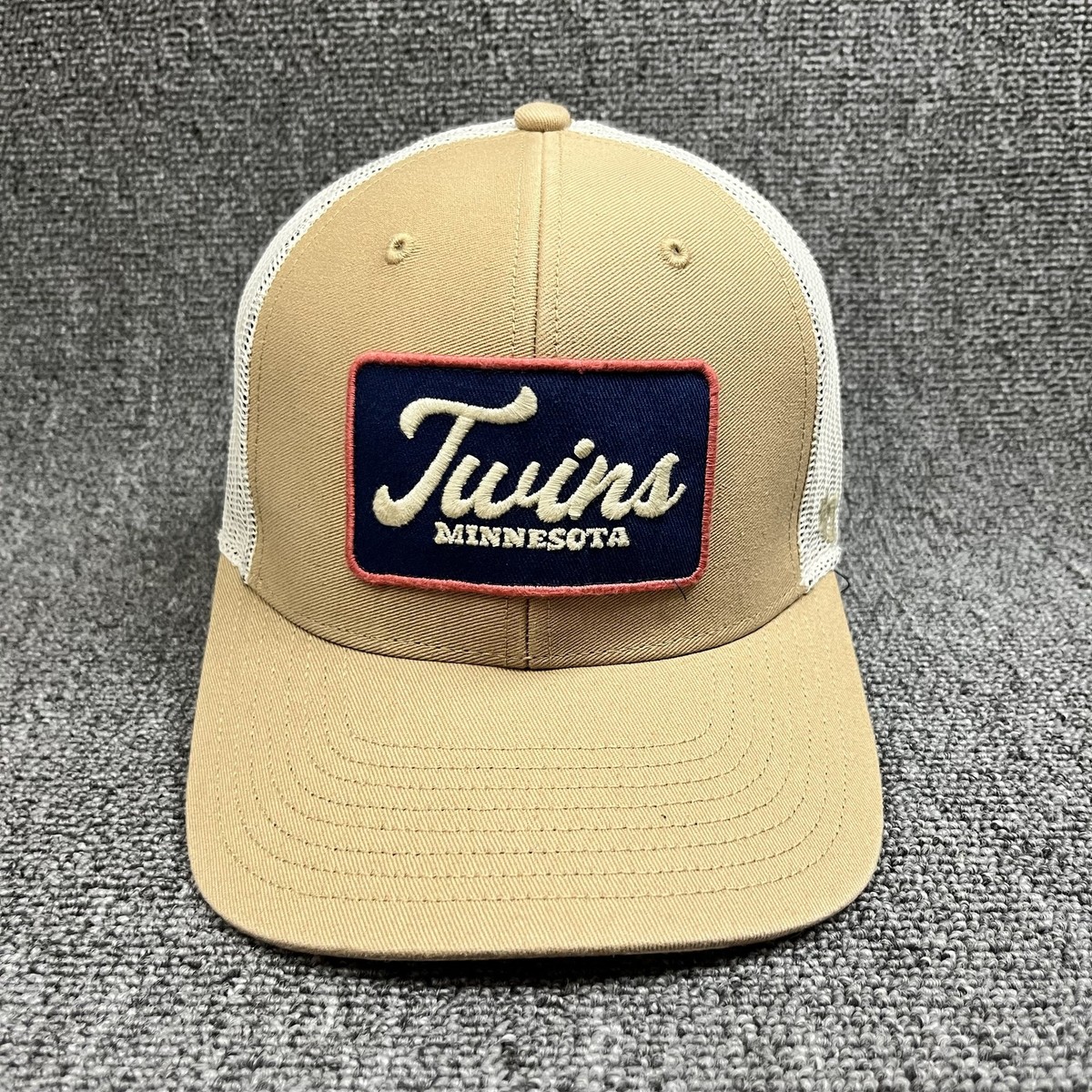 Minnesota Twins '47 Brand Trucker Hat Tan White USA Flag Under Visor Snapback
