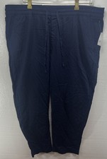 Gap Women's Easy Pants Sz XL Blue Chambray Drawstring Stretch Waist Pockets NWT