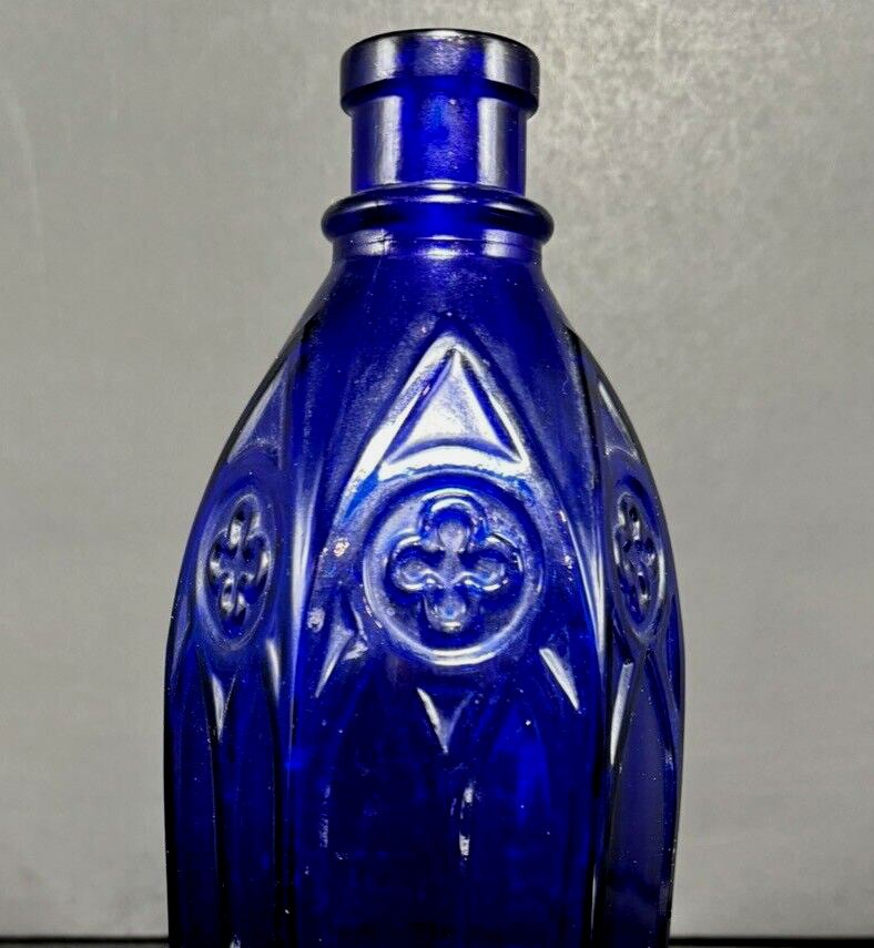 Antique Carter's Cathedral Ink Bottle Cobalt Blue with Original Cork 9