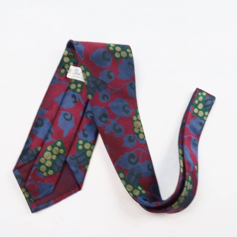 Corbata de cuello vintage Paul Fredrick roja dorada azul verde abstracta floral para hombre 57x3,5 Foto 4 de 4