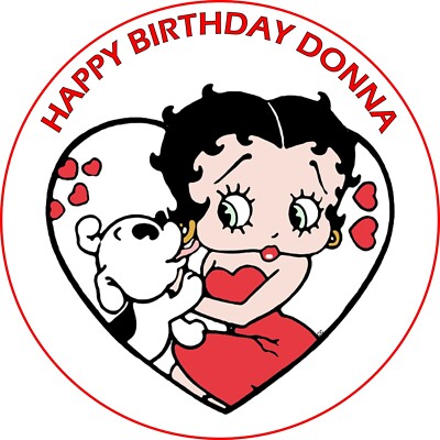 Betty Boop rot Kuchenaufleger Zuckerguss/Oblafer personalisiertes Design 2