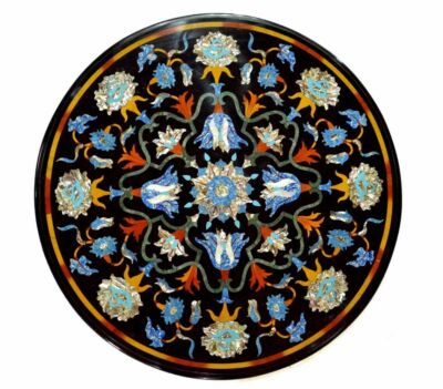 18'' black marble Table Top Coffee Center Inlay lapis round For Home Decor k2