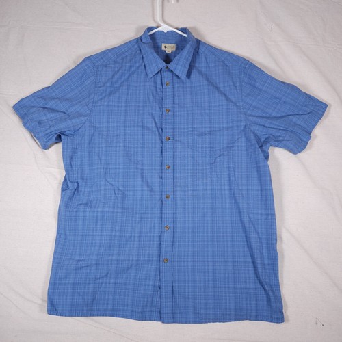 Haggar Button Shirt Mens 2XLT Tall Short Sleeve Blue Plaid Office Work FLAW - Picture 11 of 15