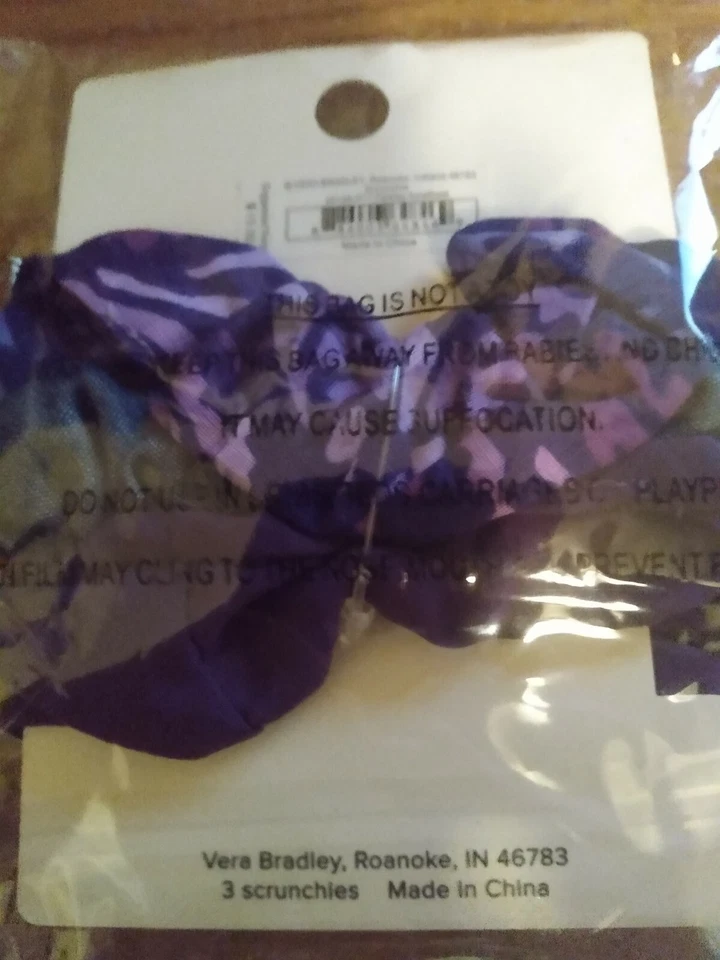Nuevo Vera Bradley Juego de 3 Scrunchies Paisley Amatista 25125-P71 Foto 3 de 4