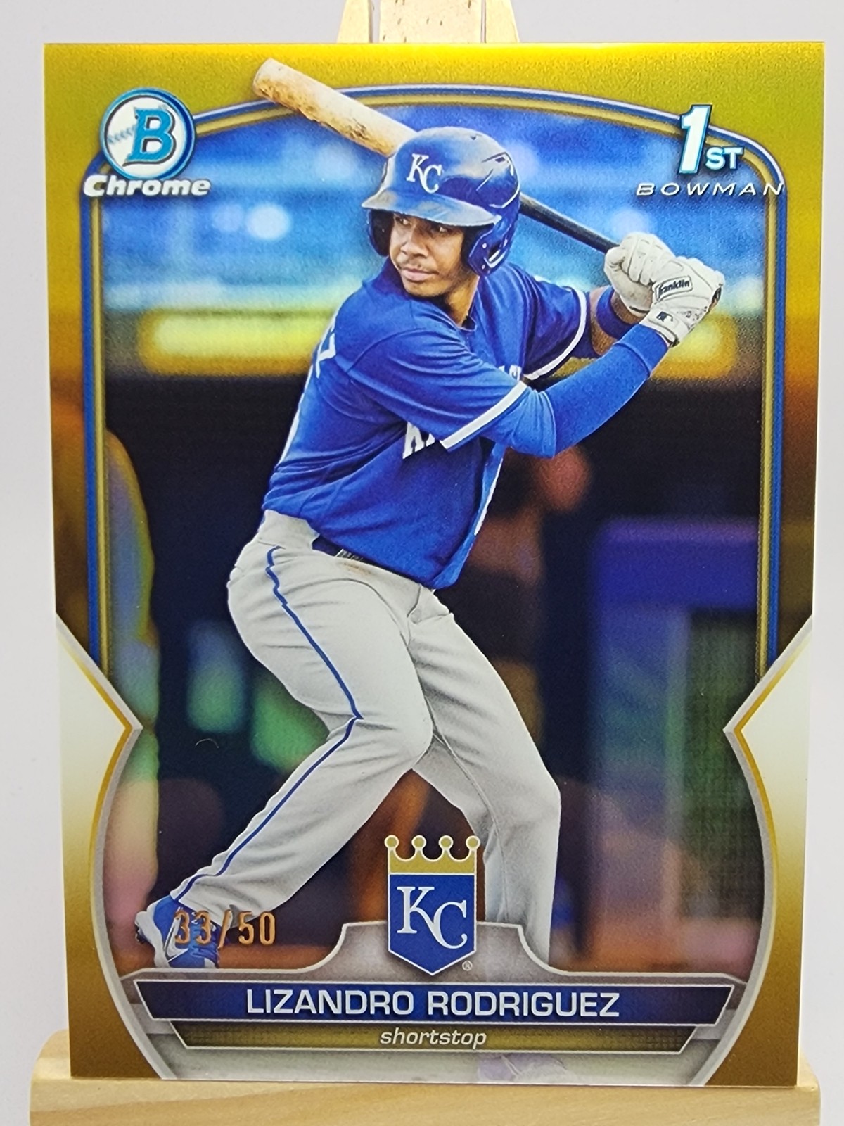 Lizandro Rodriguez 2023 Bowman Chrome Prospect Gold Refractor BCP-47 /50 Royals