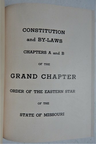Masonic Freemasonry Constitution Bylaws Grand Chapter Eastern Star Missouri 1944 - Picture 2 of 6