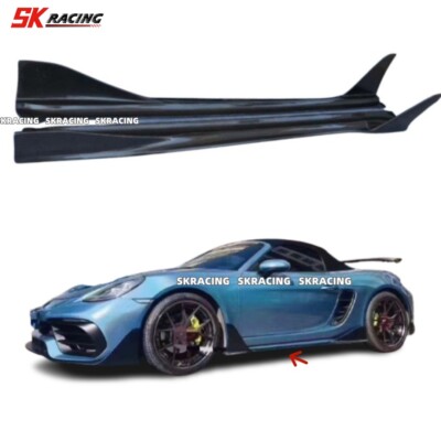 Carbon Fiber Side Skirts Extension Lip for Porsche 718 Boxster Cayman 2016-2021