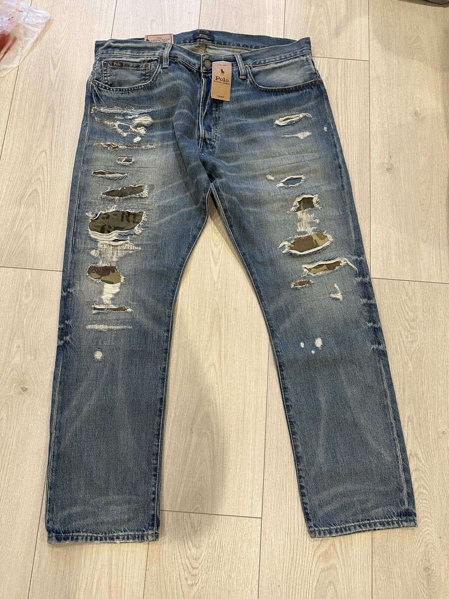 New Polo Ralph Lauren Mens Jeans The Varick Slim Distressed New Polo Ralph Lauren Mens Jeans The Varick Slim Distressed