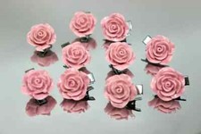 10pcs Flower Decor Toddler Girl Hair Clip, Girls Hair Clip, Pink Rose Baby Hair