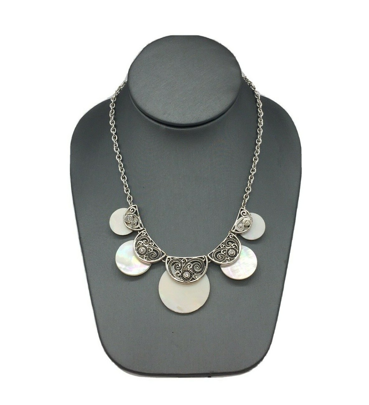 Silver Tone Scroll Open Work Rhinestone Graduatin… - image 1