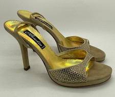 Vero Cuoio Womens Shoes Beige Suede Crystal Size 40 Italy Retail 420 1043