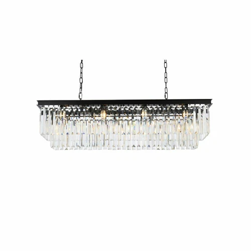 Crystal Chandelier Matte Black Dining Room Kitchen Island 12 Light Fixture 50 in - Picture 5 of 9