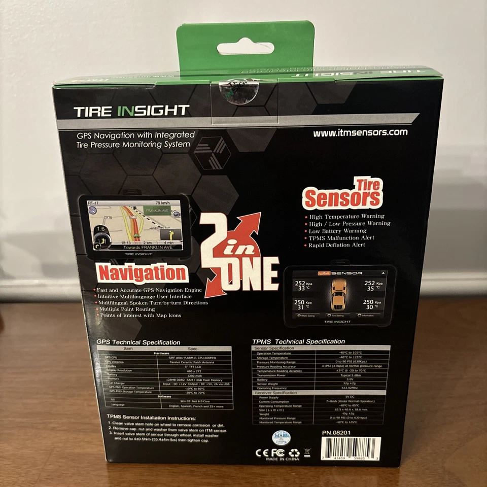 Tire Insight Full Color 5" GPS Navigation System Touch Screen with TPMS Sensors - Image 2 of 2