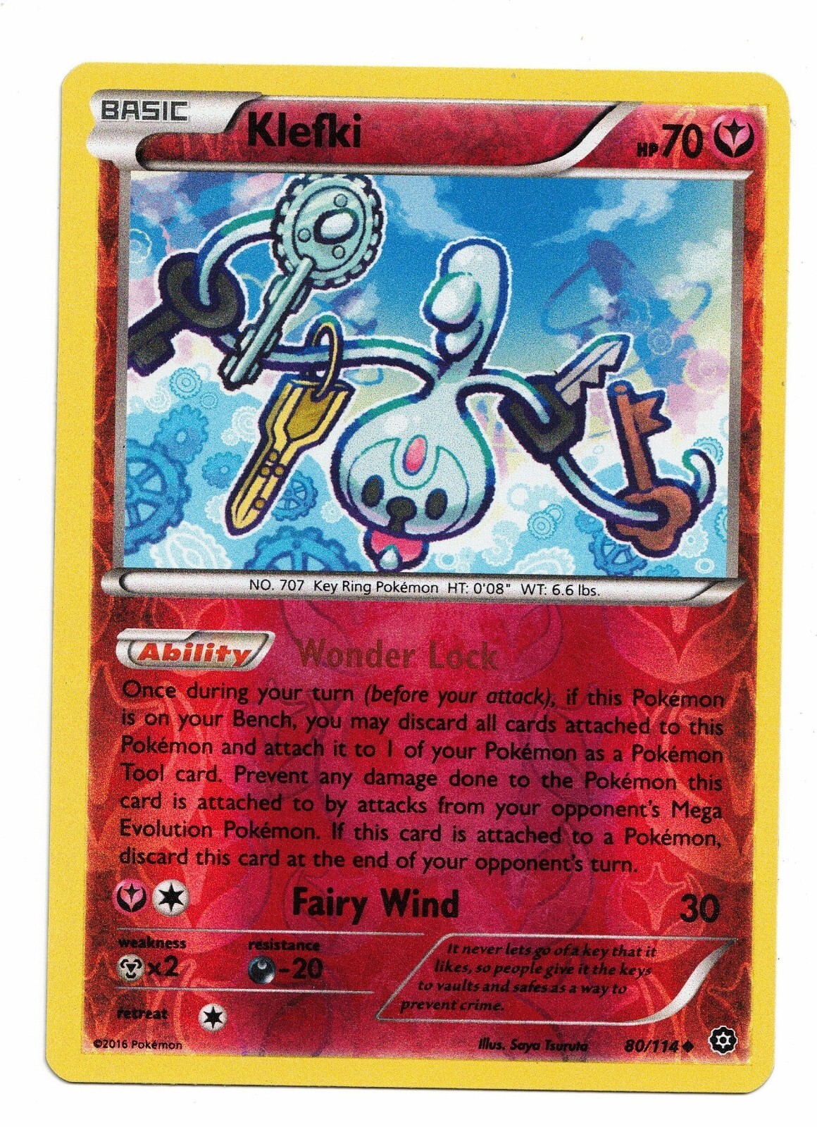 Pokemon Card: Klefki REVERSE HOLO 80/114 Steam Siege Set! EX