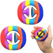  2 Piece Snapper Fidget Toy, Finger Sensory Fidget Toy, Stress Relief, Rainbow