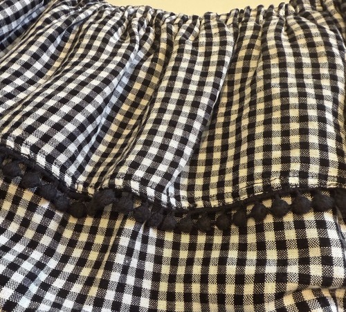 Tommy Bahama Womens Black White Gingham Linen Blend Off The Shoulder Dress Med. - Picture 6 of 12