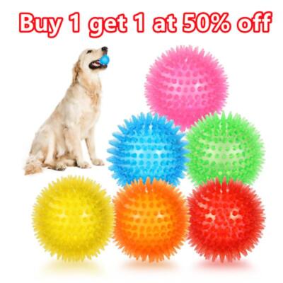 Set of 6 Soft Spike Squeaky Bounce Balls For Pets Dog Cat Interactive Toys