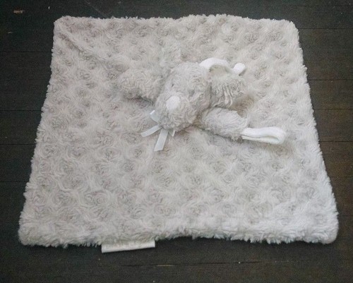 Blankets & Beyond Baby Lovey Plush Puppy Dog Gray Minky Swirl Rosettes 15x15 - Picture 1 of 5
