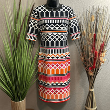 #2 Eliza J Multicolored Half Sleeve Geometric Midi Dress size 6