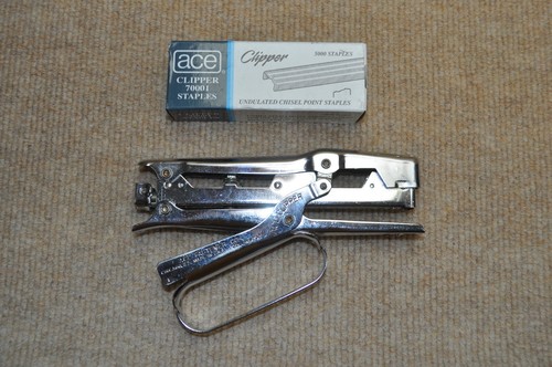 Ace Clipper 702 Hand Stapler Chrome Plated w/New Box of Staples, Works ...
