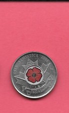 CANADA KM775 2009 POPPY  PAINTED HOCKEY QUARTER 25c XF-AU CIRCULATED COIN