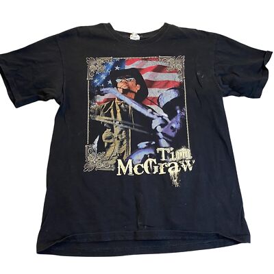 Tim McGraw Mens T-Shirt Large Southern Voice Tour 2009 Black Graphic T-Shirt 