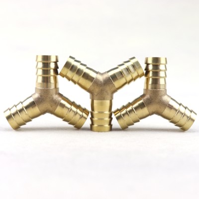 3-Pack 1/4 Inch Brass Y-Shape Hose Barb Fitting – Fuel, Water, Gas, Air Splicer