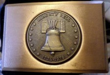 Vintage Brass Color Bicentennial Belt Buckle Liberty Bell NEW OLD STOCK LOOK HL