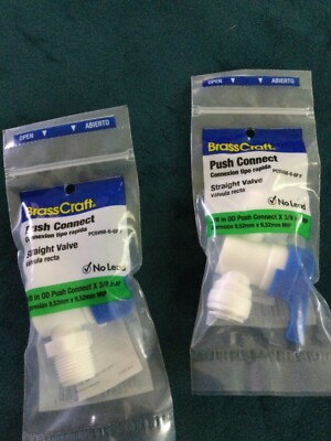 2 New PCSV68-6-6P P BrassCraft Push Connect STRAIGHT VALVE  3/8'' OD x 3/8'' MIP
