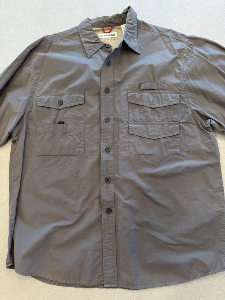 Camisa con botones Canyon River Blues para hombre XL gris exterior senderismo pesca cuello Foto 3 de 4