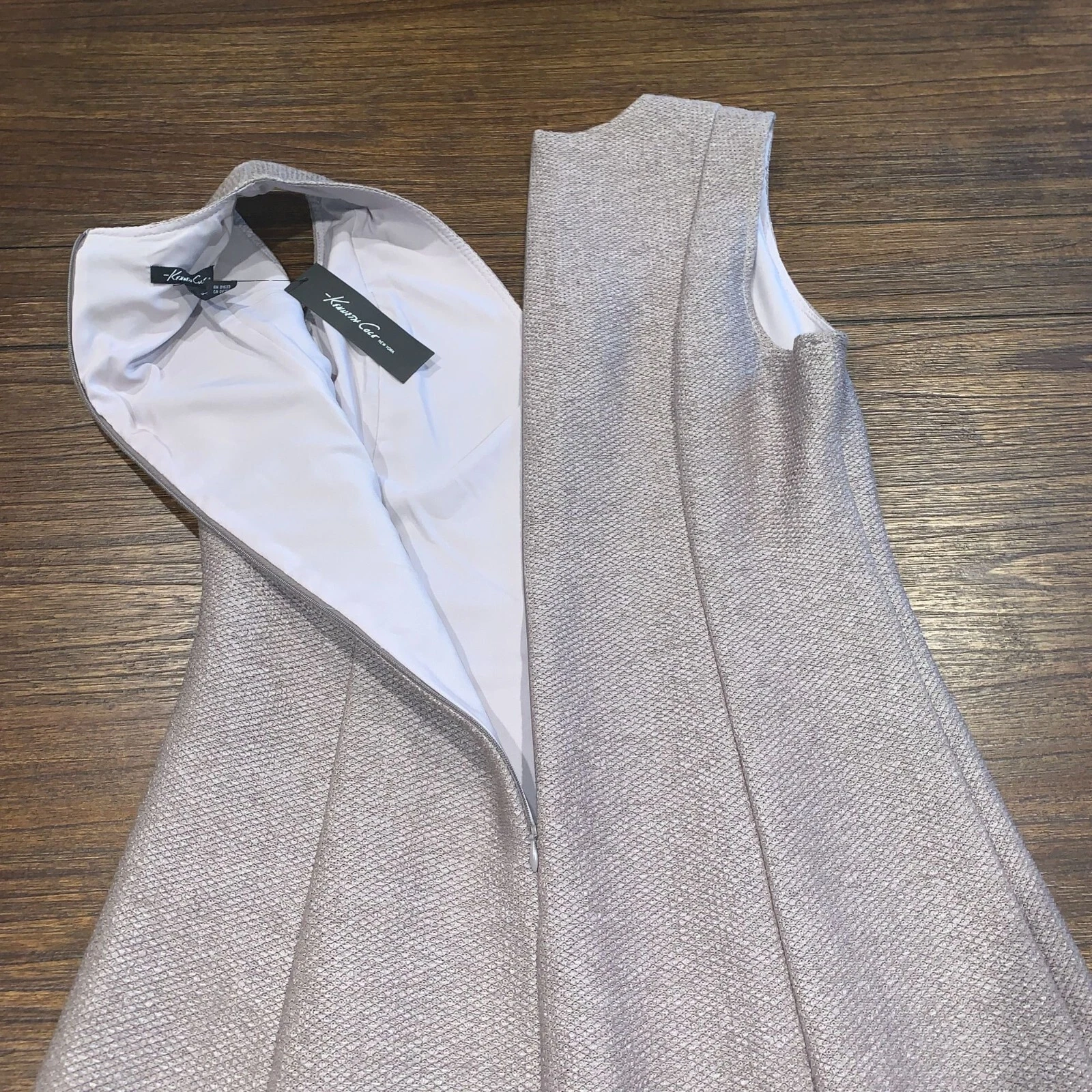 VETEMENTS Abito donna Kenneth Cole New York M scollo a V rafia linea A skater nuovo con etichette KC7895