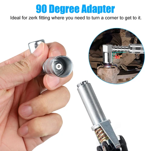 90 Degree Grease Nozzle Adapter 3 Jaw Coupler Needle Nozzle Grease Fitting Tool - Picture 4 of 8