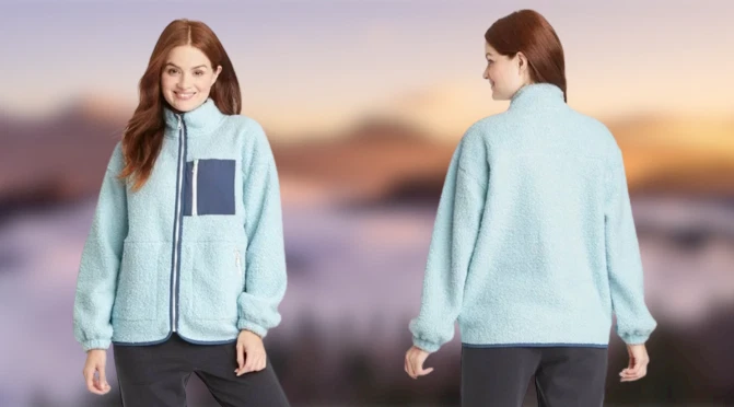 Universal Thread Women s Light Blue Sherpa Jacket with Pockets