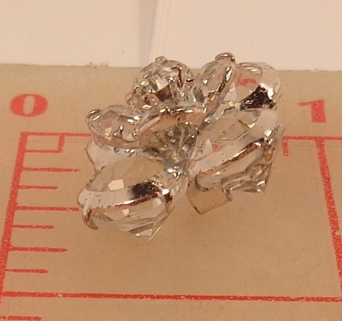 4 Multi Layer 3/4" Silver Rhinestone Czech Shank Buttons 3-D Flower Design #516 - Image 2 of 4