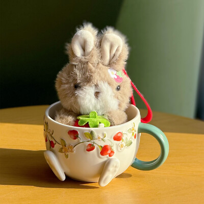 Starbucks Strawberry 12oz Mug Cup & Rabbit Keyring 2024 China Good