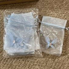 Blue jewelled wedding favour bag X 10
