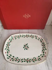 Lenox NEW holiday oblong platter mistletoe Xmas decor