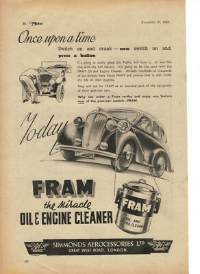 Fram Öl & Motorreiniger Original Anzeige aus Motor Magazin November 1940 522F