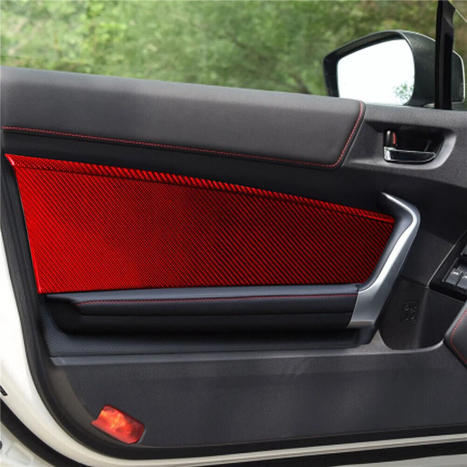 Red Carbon Fiber Interior Door Panel Cover Trim For Toyota 86 Subaru BRZ 2013-Up - Image 3 of 4