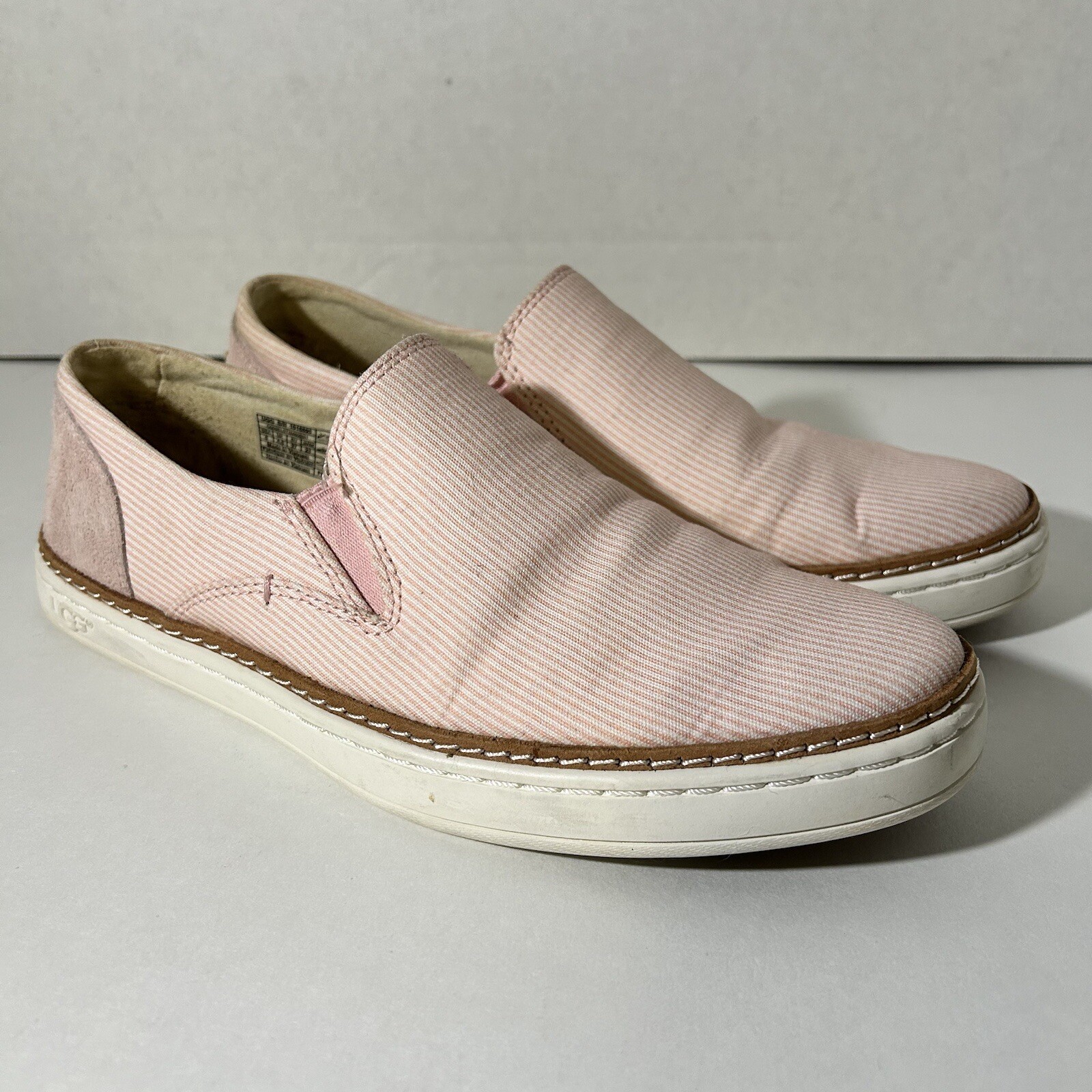 UGG Adley Striped Light Pink Suede Slip-On Sneakers Women’s Size 6 New