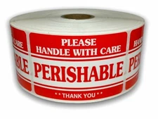 2x3 Perishable Handle w/ Care Thank You Labels Packaging Food 2 RLS of 300 EA