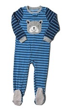 Carter's Boy's Bulldog Puppy Striped Blue Footie One Piece Pajamas Size 5T