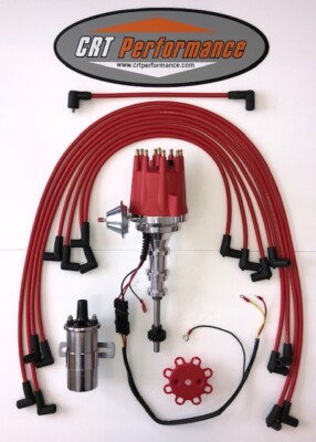 FORD Y-Block 256-272-292-312 Small HEI Distributor RED + 45K Coil + USA Wires 