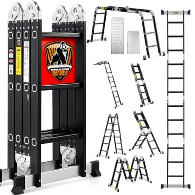 Bryner 7 in1 Multi-Purpose Ladder Aluminium Extension 12Ft Adjustable Extension