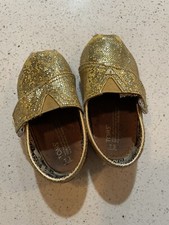 Gold Sparkle Toms Toddler 3