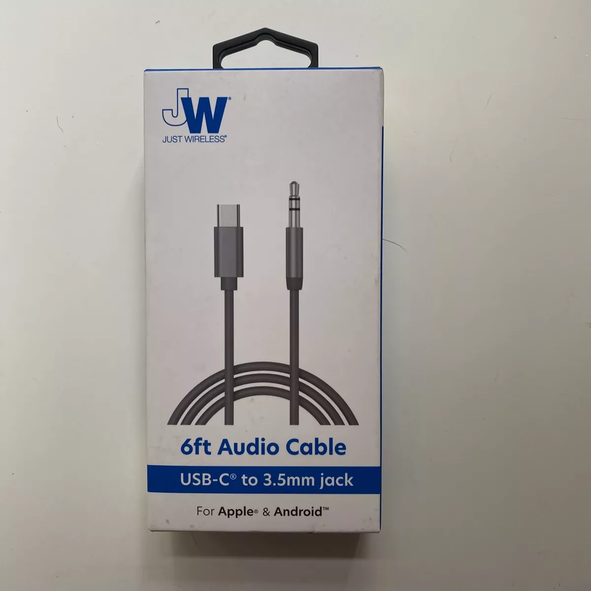 Just Wireless USB-C To 3.5mm Jack 6ft Audio Cable- Gray New Unused