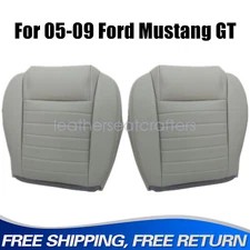 Front Bottom Replacement Leather Seat Cover Gray Perf For 2005-2009 Ford Mustang