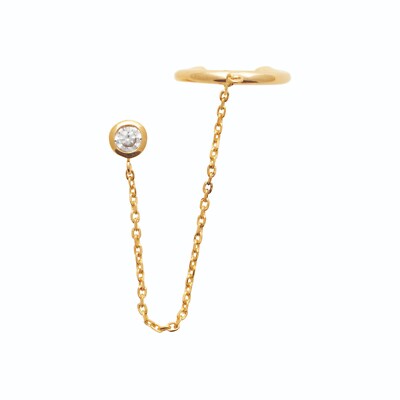 Ohrringe 18 Karat vergoldet und Zirkonia - Chip & Ring - Kette