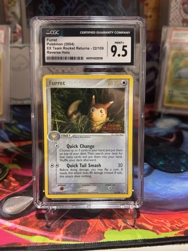Furret EX Team Rocket Returns 22/109 (2004)Reverse Holo -Stamped Pokemon CGC 9.5