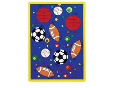 Sports Theme Non-Slip Area Rug Blue Yellow Kids Contemporary Bedroom